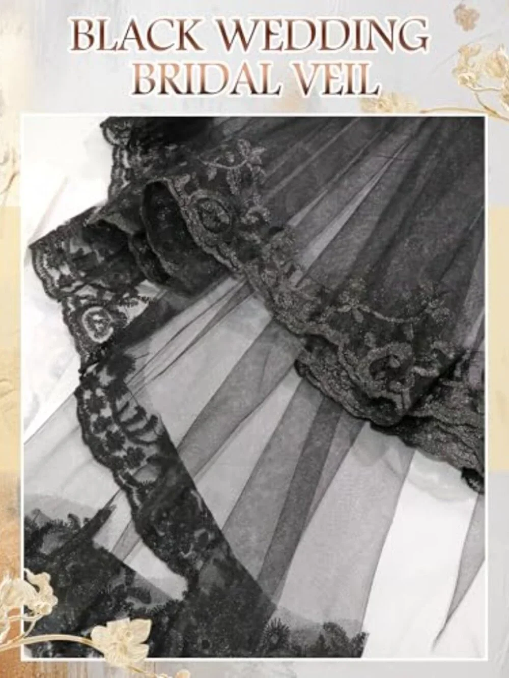 Lace Wedding Veil 2 Tiers Embroidered Floral Edge Bridal Veil